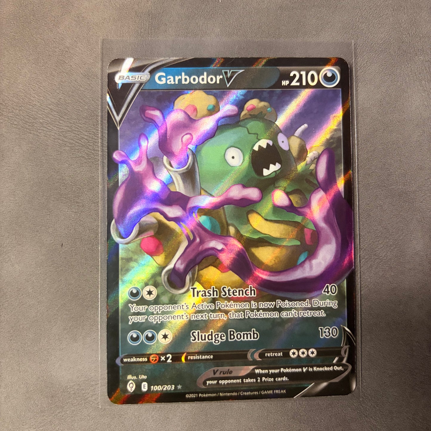 GARBODOR V 100/203 – EVOLVING SKIES – ULTRA RARE HOLO POKEMON CARD