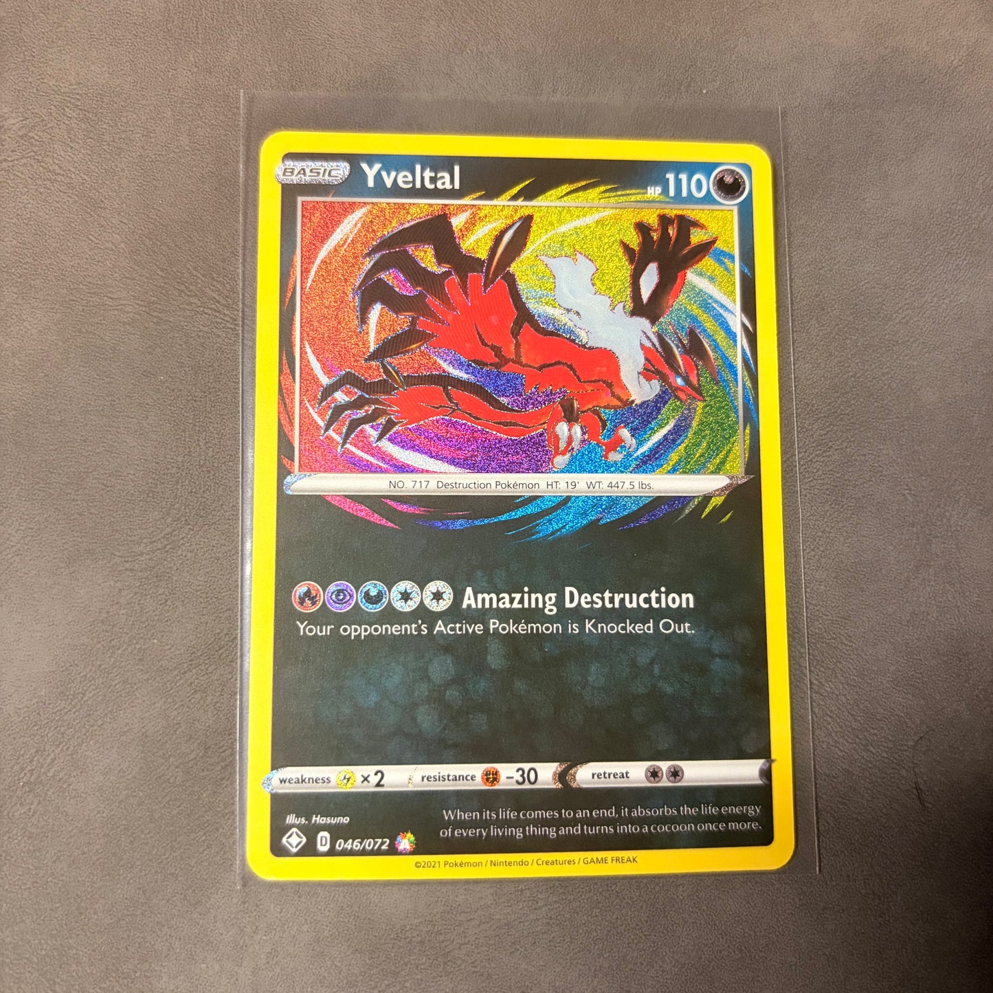 YVELTAL 046/072 – SHINING FATES – AMAZING RARE HOLO POKEMON CARD