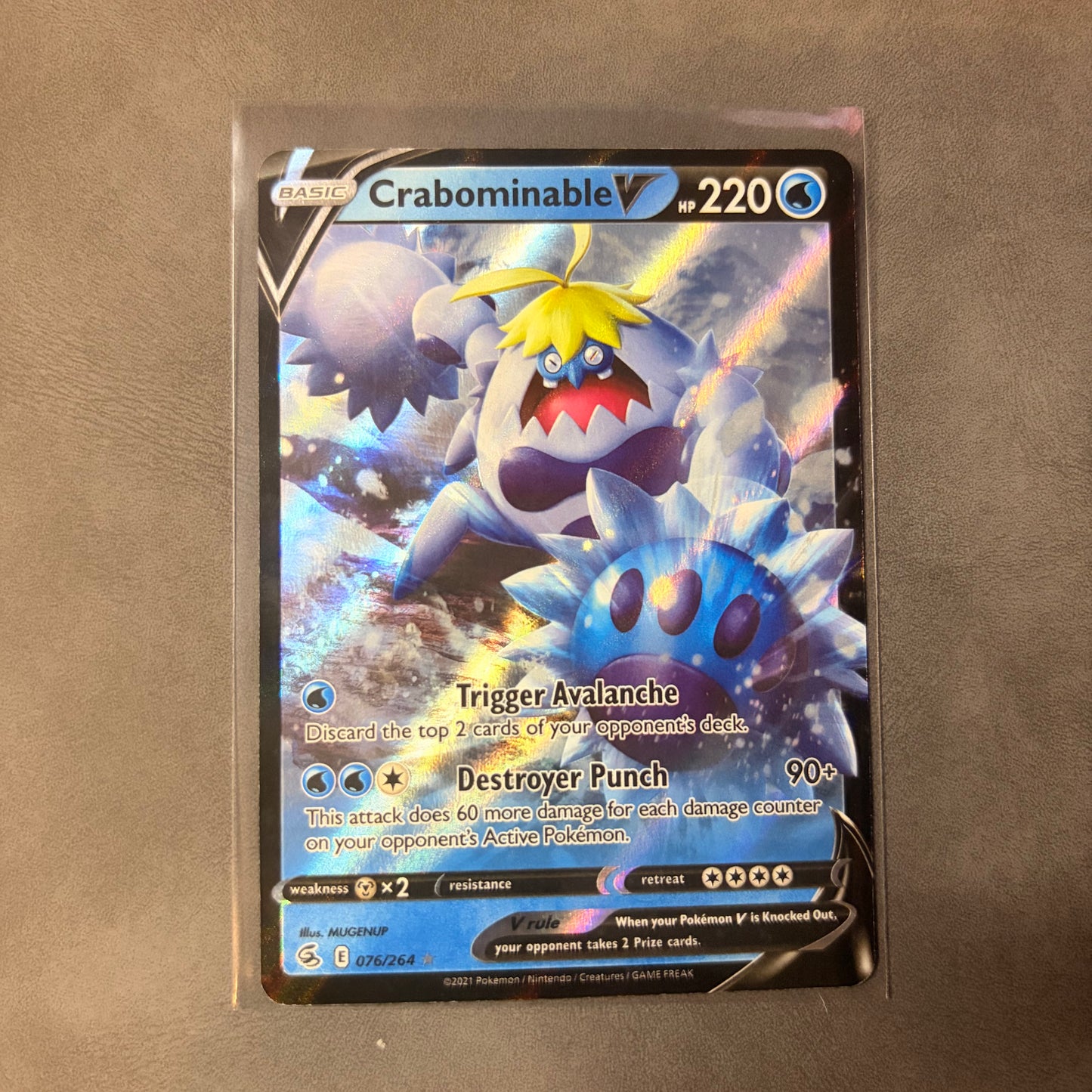 CRABOMINABLE V 076/264 – FUSION STRIKE – ULTRA RARE HOLO – POKÉMON TCG