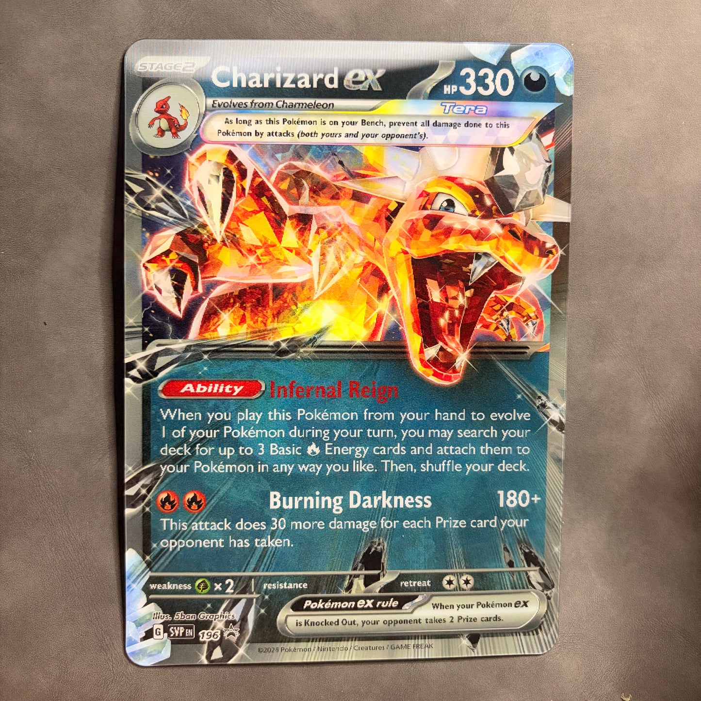 CHARIZARD EX SVP 196 – JUMBO LENTICULAR 3D PROMO – OVERSIZED – NM
