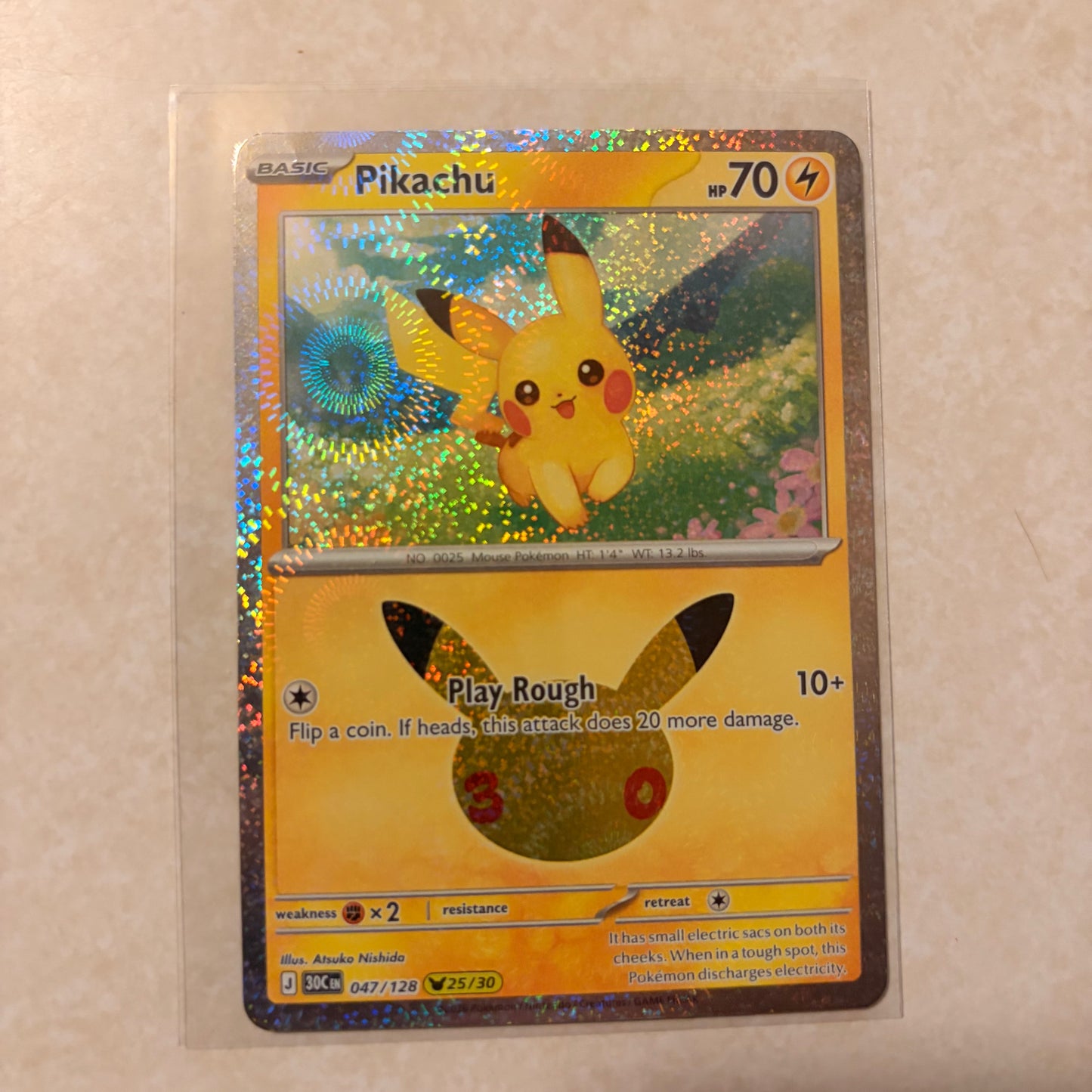 PIKACHU 047/128 – 30TH CELEBRATION – 25/30 ANNIVERSARY HOLO