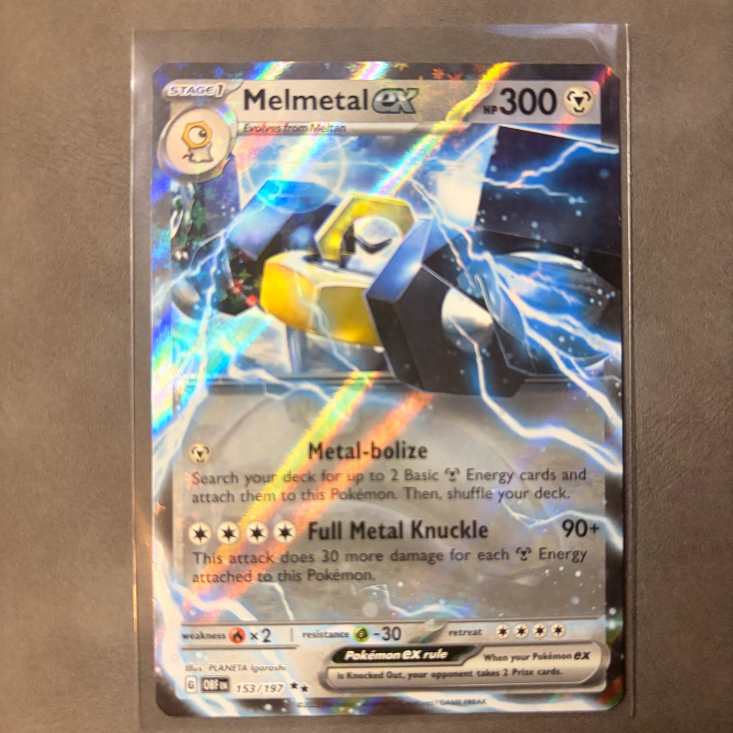MELMETAL EX 153/197 – OBSIDIAN FLAMES – DOUBLE RARE HOLO POKÉMON CARD