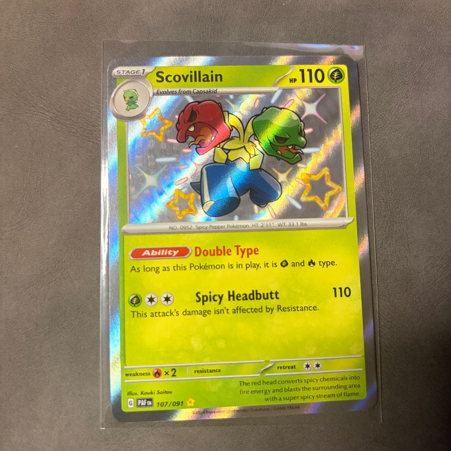 SCOVILLAIN 107/091 – PALDEAN FATES – SHINY RARE HOLO POKEMON CARD