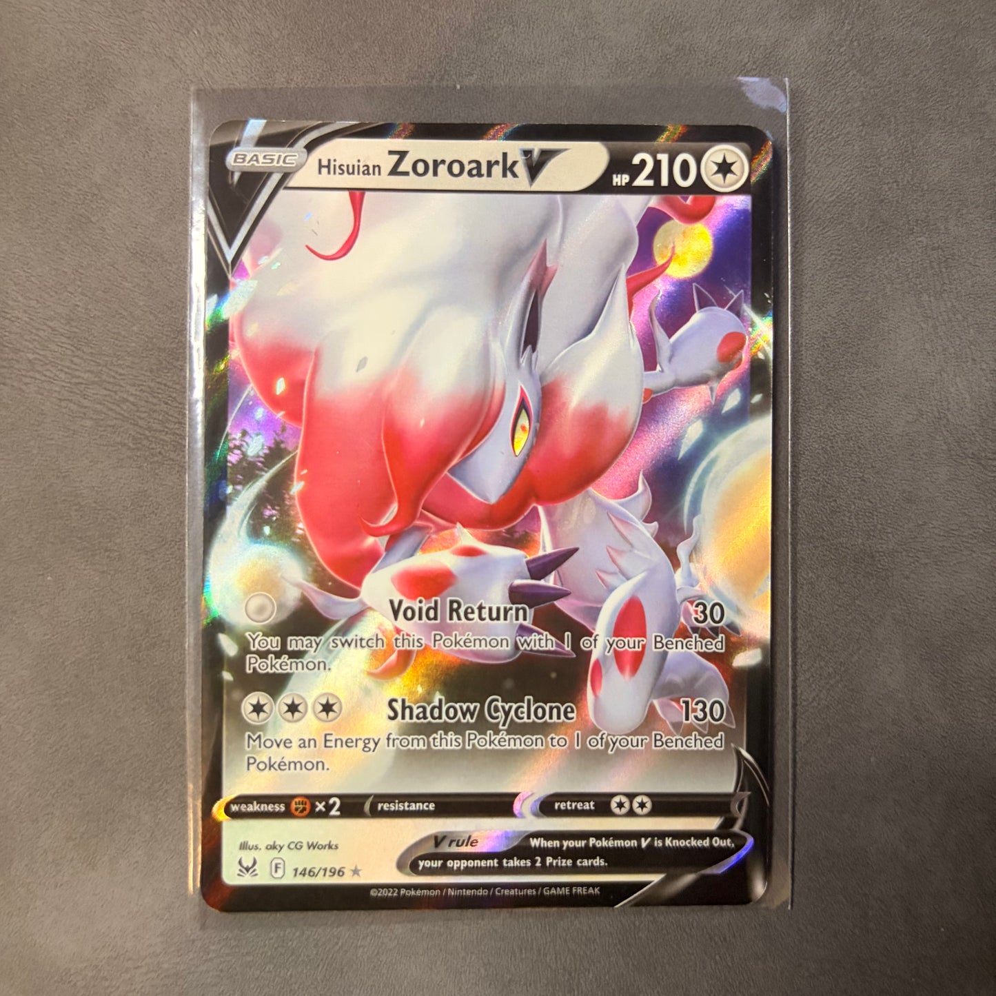 HISUIAN ZOROARK V 146/196 – LOST ORIGIN – ULTRA RARE HOLO POKEMON CARD