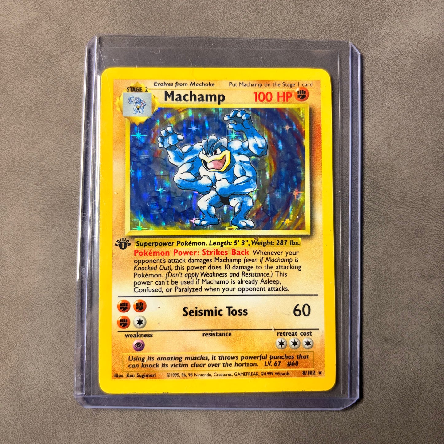 MACHAMP 8/102 1ST EDITION HOLO – BASE SET SHADOWED – 1999 POKÉMON – NM / AC