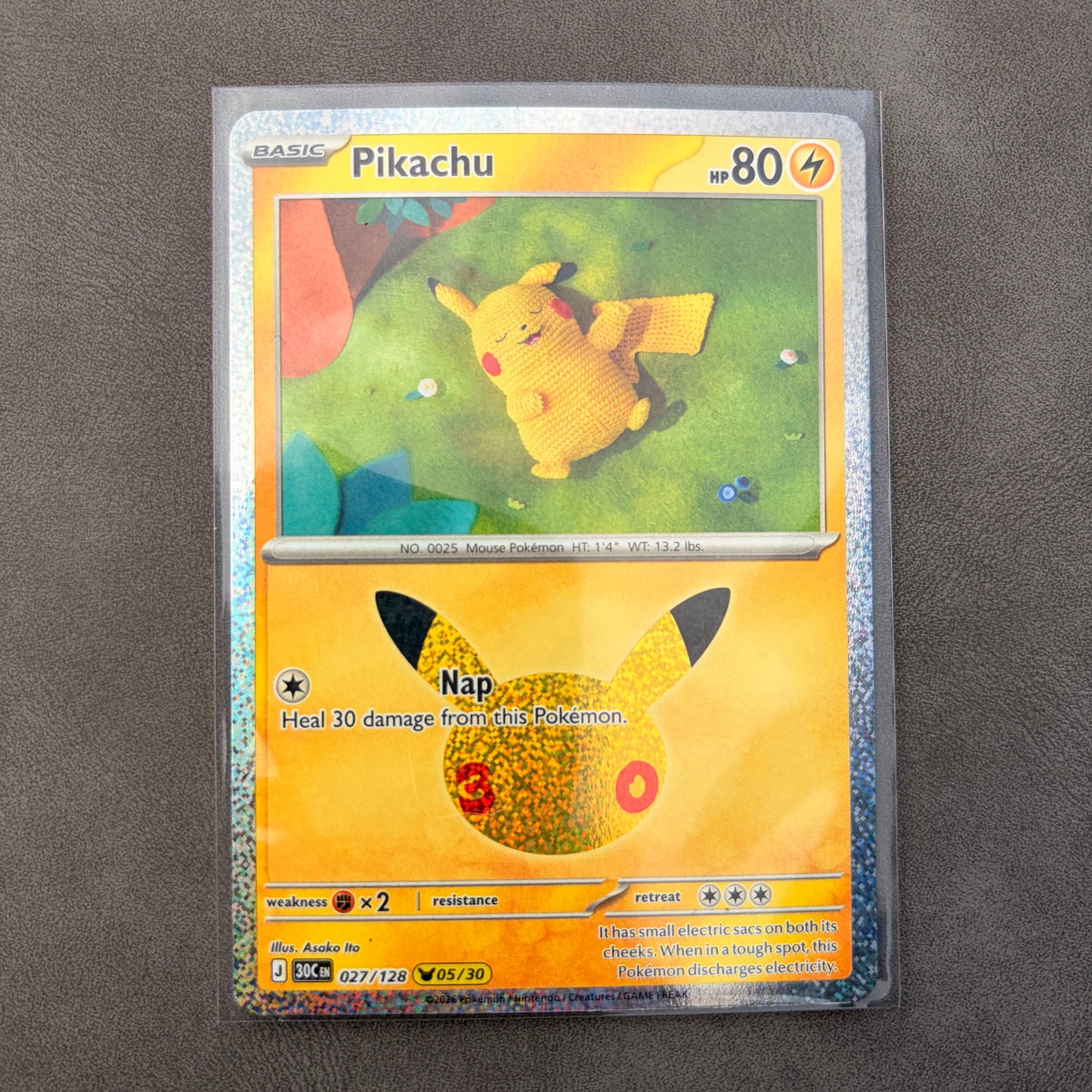 PIKACHU 027/128 HOLO – 30TH CELEBRATION – 05/30 – CROCHET ART
