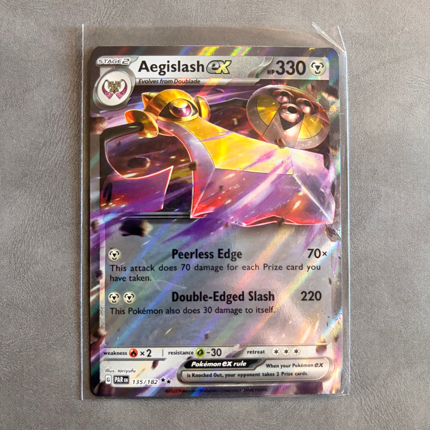 AEGISLASH EX 135/182 PARADOX RIFT DOUBLE RARE HOLO NM