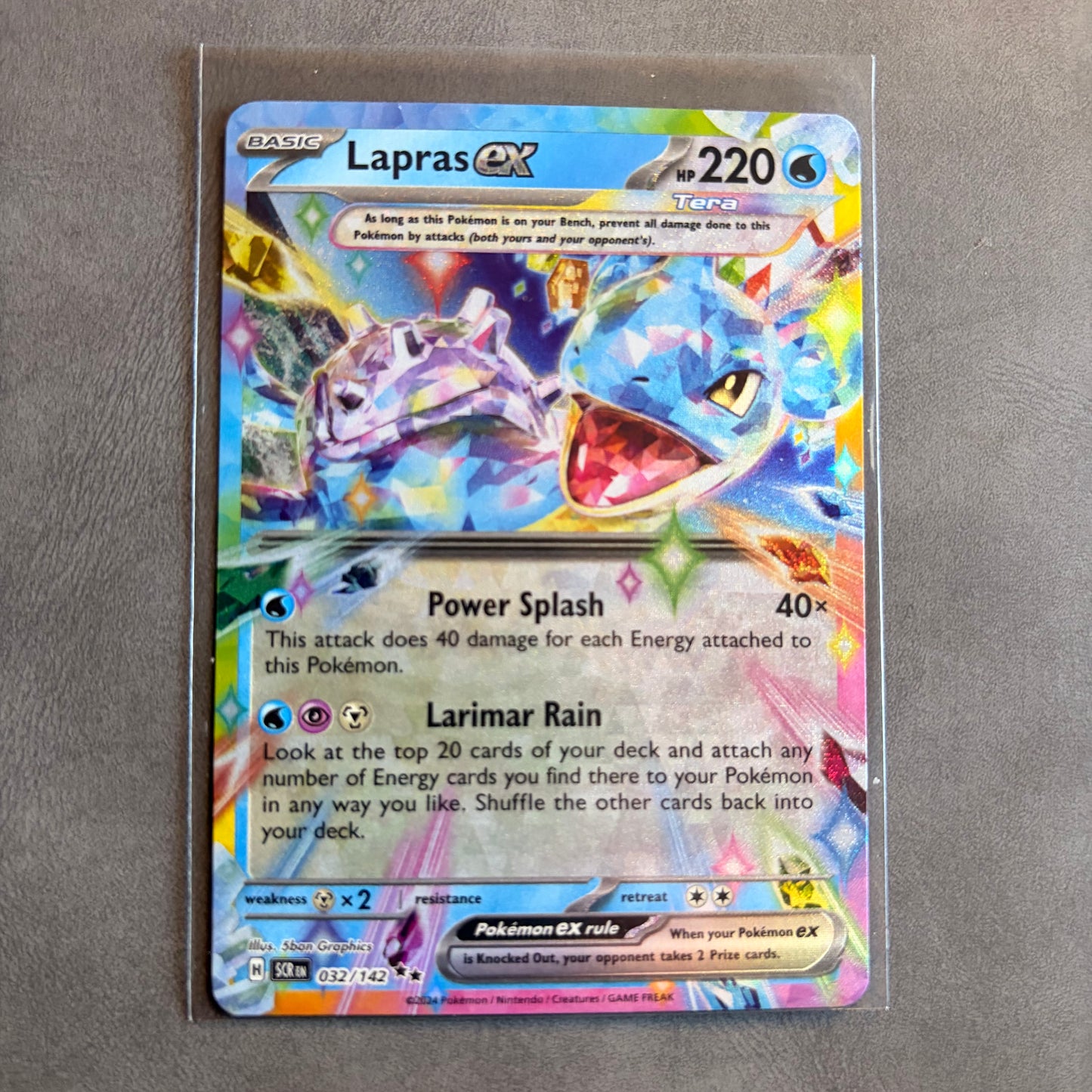 LAPRAS EX 032/142 STELLAR CROWN DOUBLE RARE TERA HOLO NM
