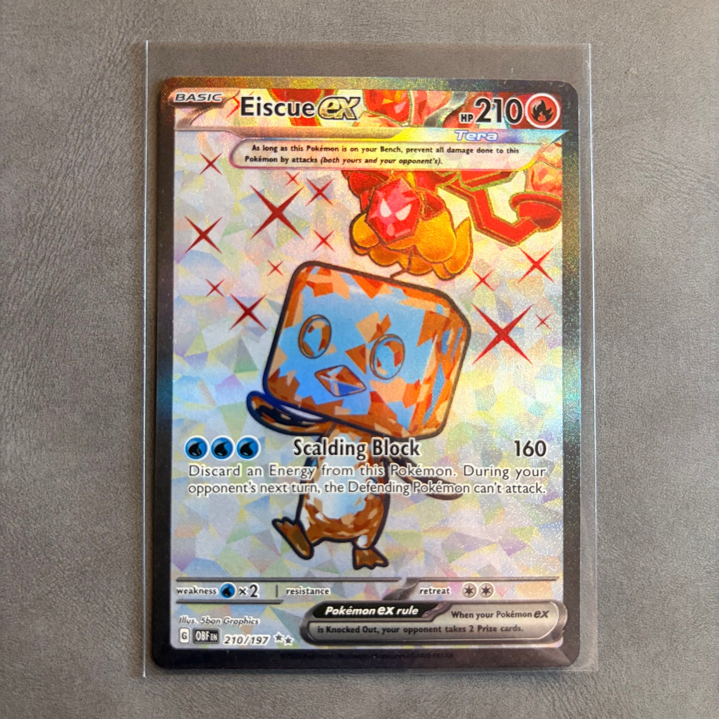 EISCUE EX 210/197 OBSIDIAN FLAMES FULL ART ULTRA RARE TERA HOLO NM