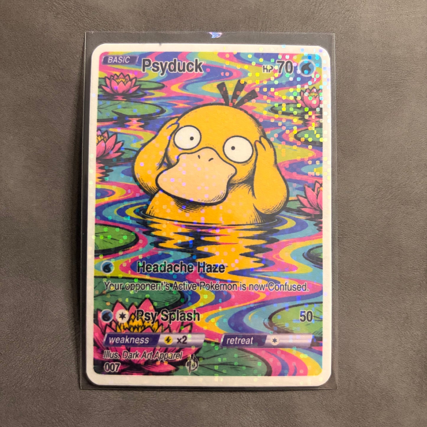 PSYDUCK 007 PSYCHEDELIC POND HOLO FANART CARD DAA EXCLUSIVE NM