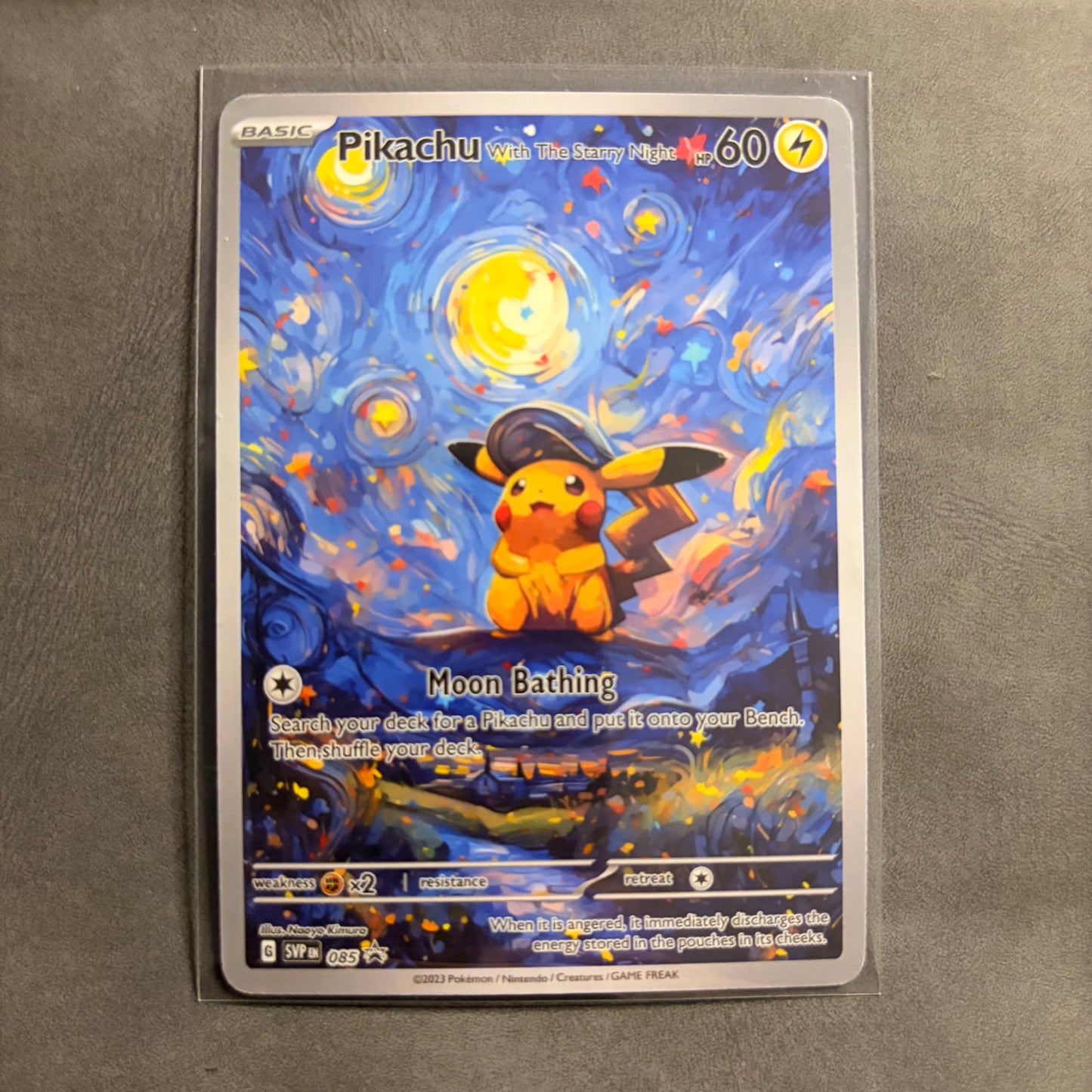 PIKACHU WITH THE STARRY NIGHT CUSTOM FANART CARD NM