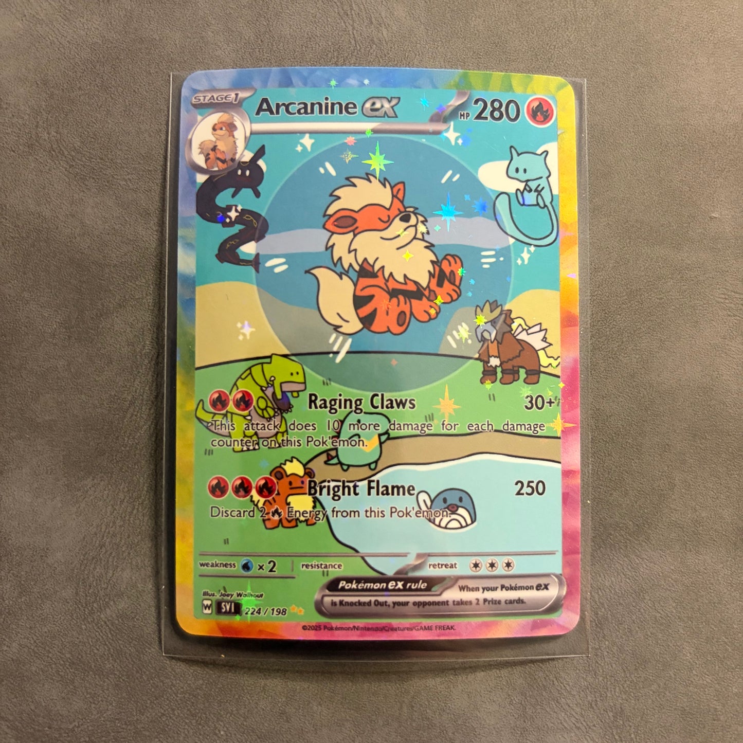ARCANINE EX BUBBLE HOLO CUSTOM FANART CARD NM