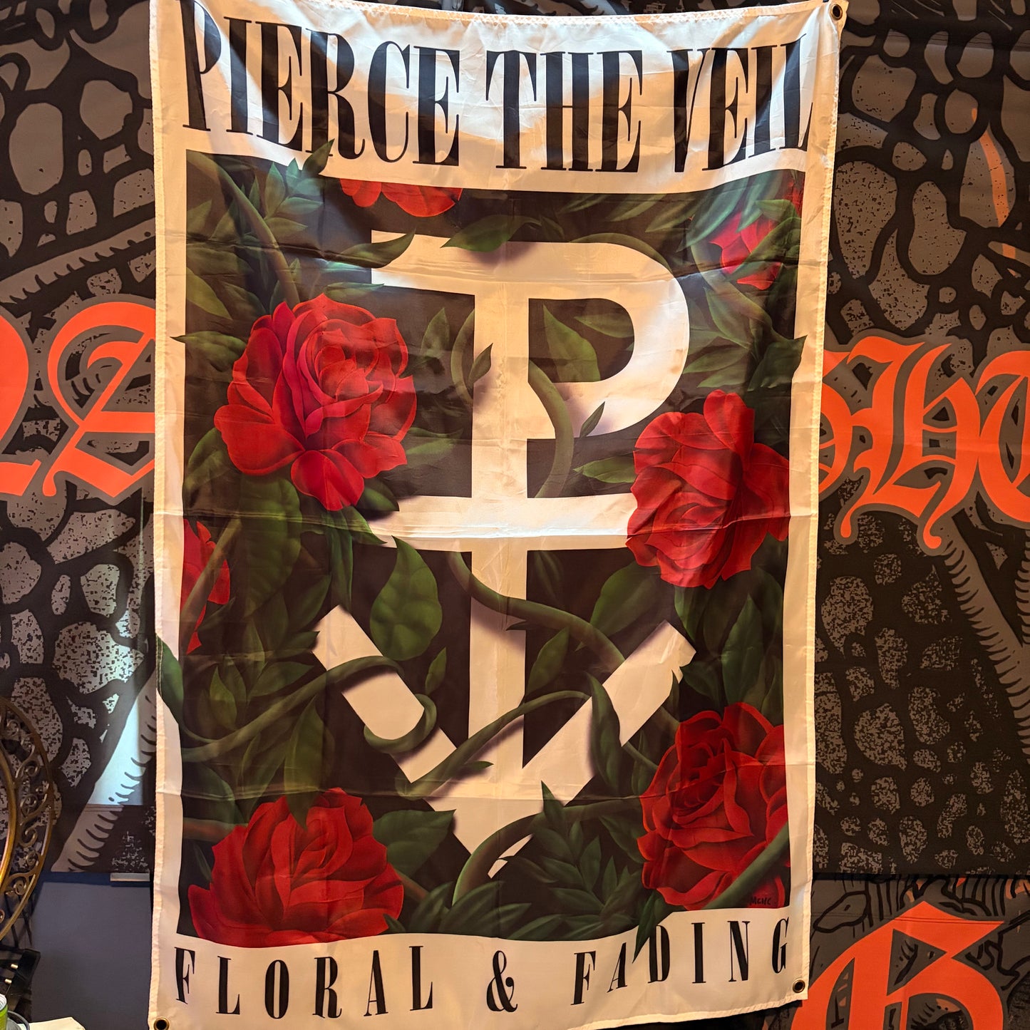 PIERCE THE VEIL - FLORAL & FADING WALL FLAG