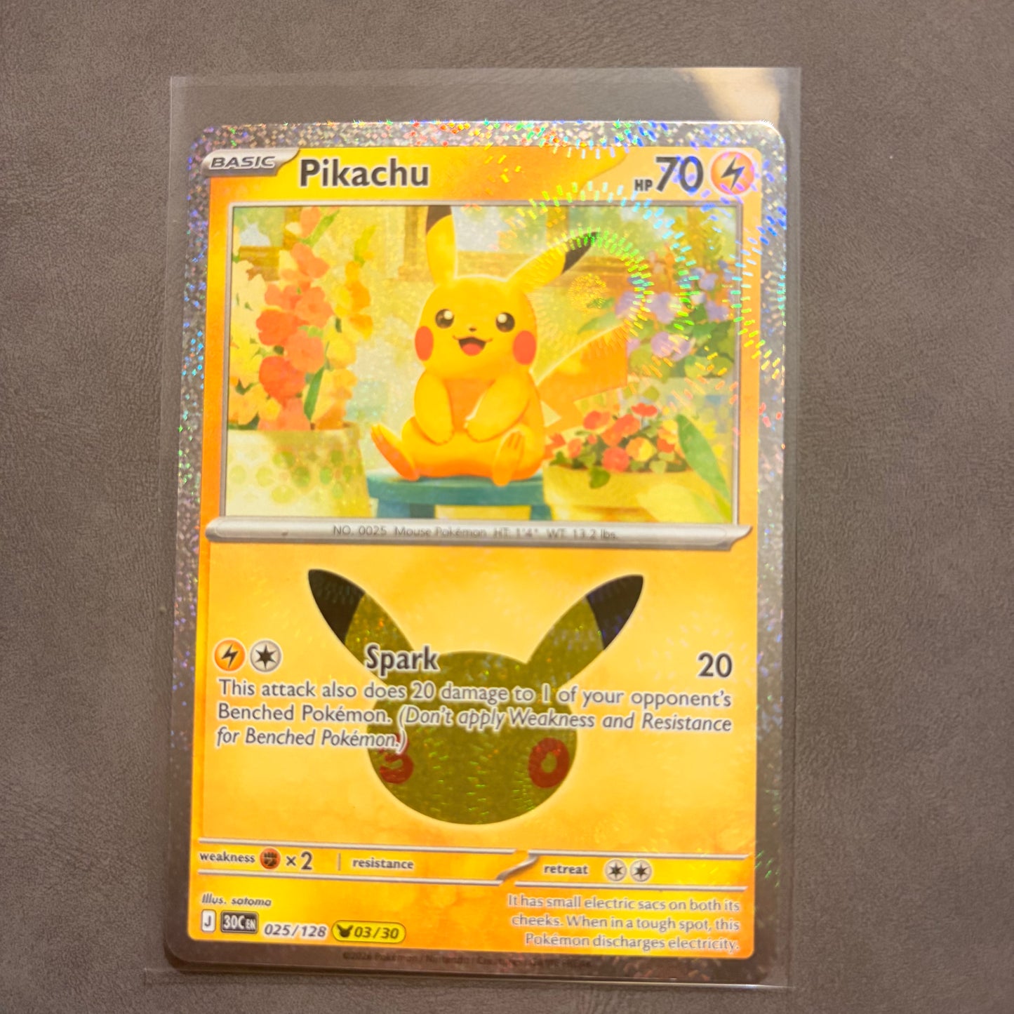 PIKACHU 025/128 – 30TH CELEBRATION – ANNIVERSARY HOLO 03/30
