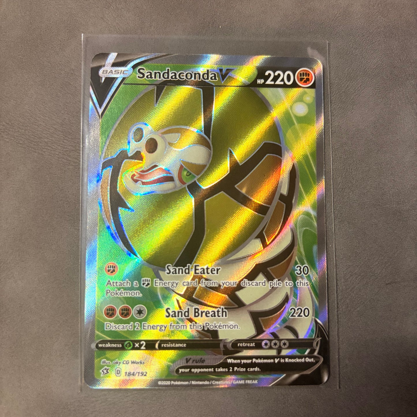 SANDACONDA V 184/192 – REBEL CLASH – FULL ART ULTRA RARE POKEMON CARD