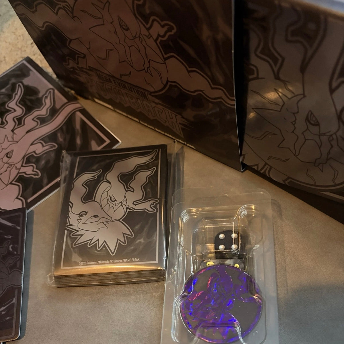 Pokemon Pitch Black Darkrai ETB Empty Box Accessories Sleeves Dice Guide Divider