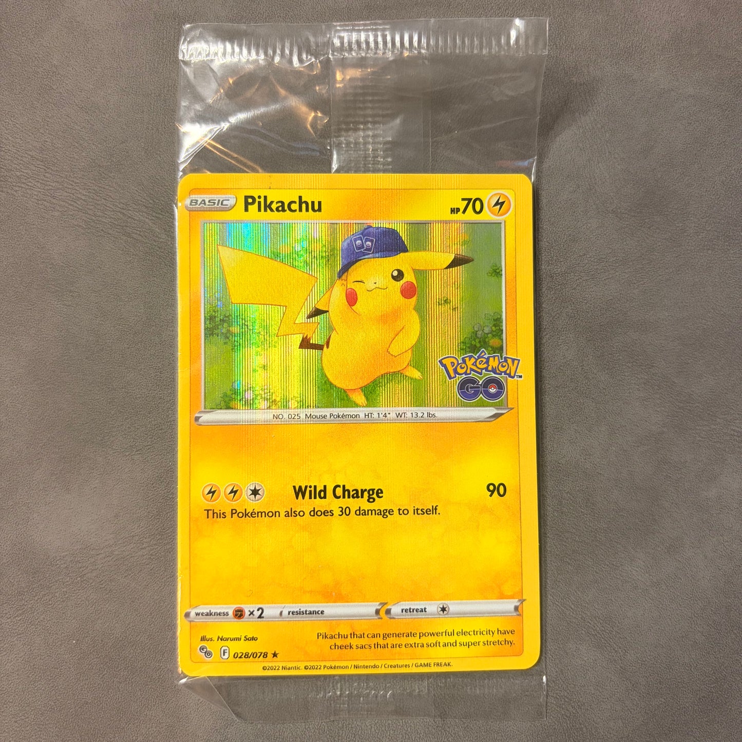 PIKACHU 028/078 – POKÉMON GO HOLO RARE – SEALED PROMO PACKAGING
