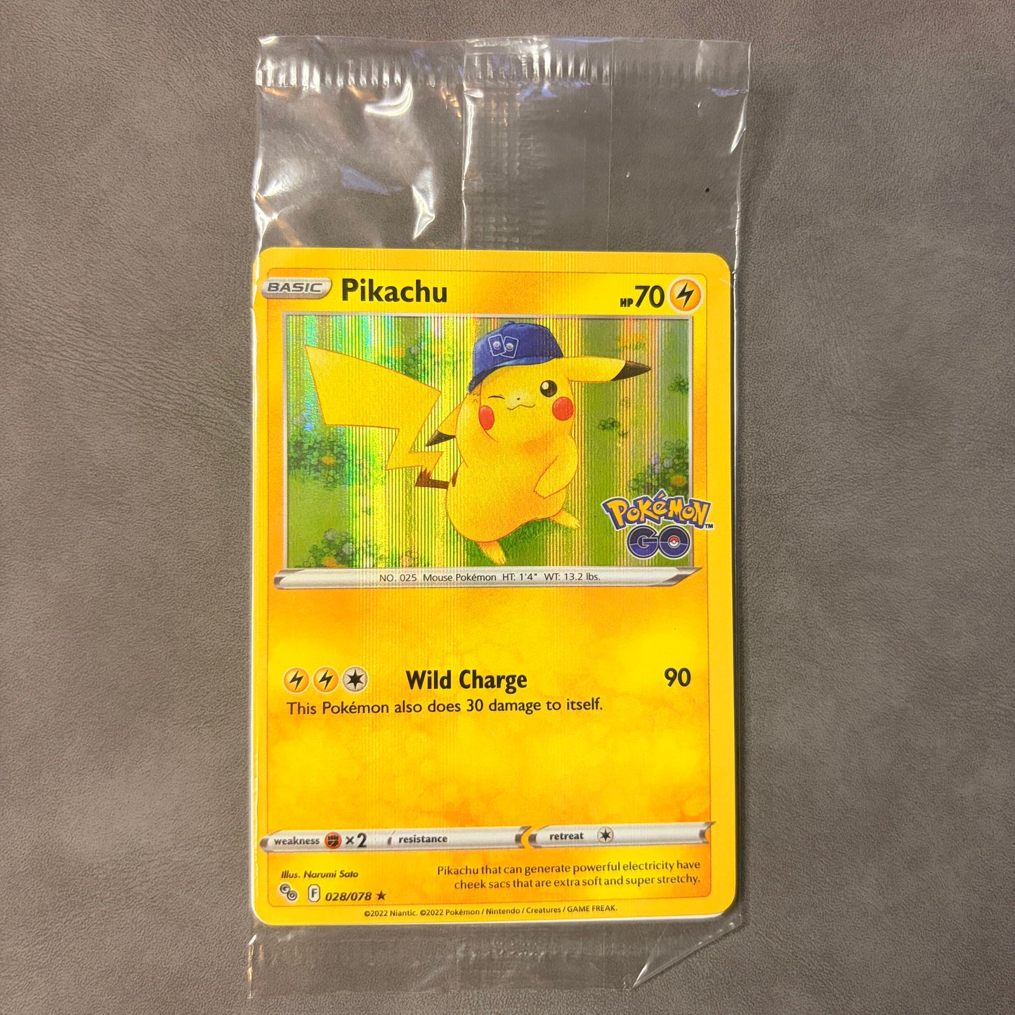 PIKACHU 028/078 – POKÉMON GO HOLO RARE CARD – FACTORY SEALED