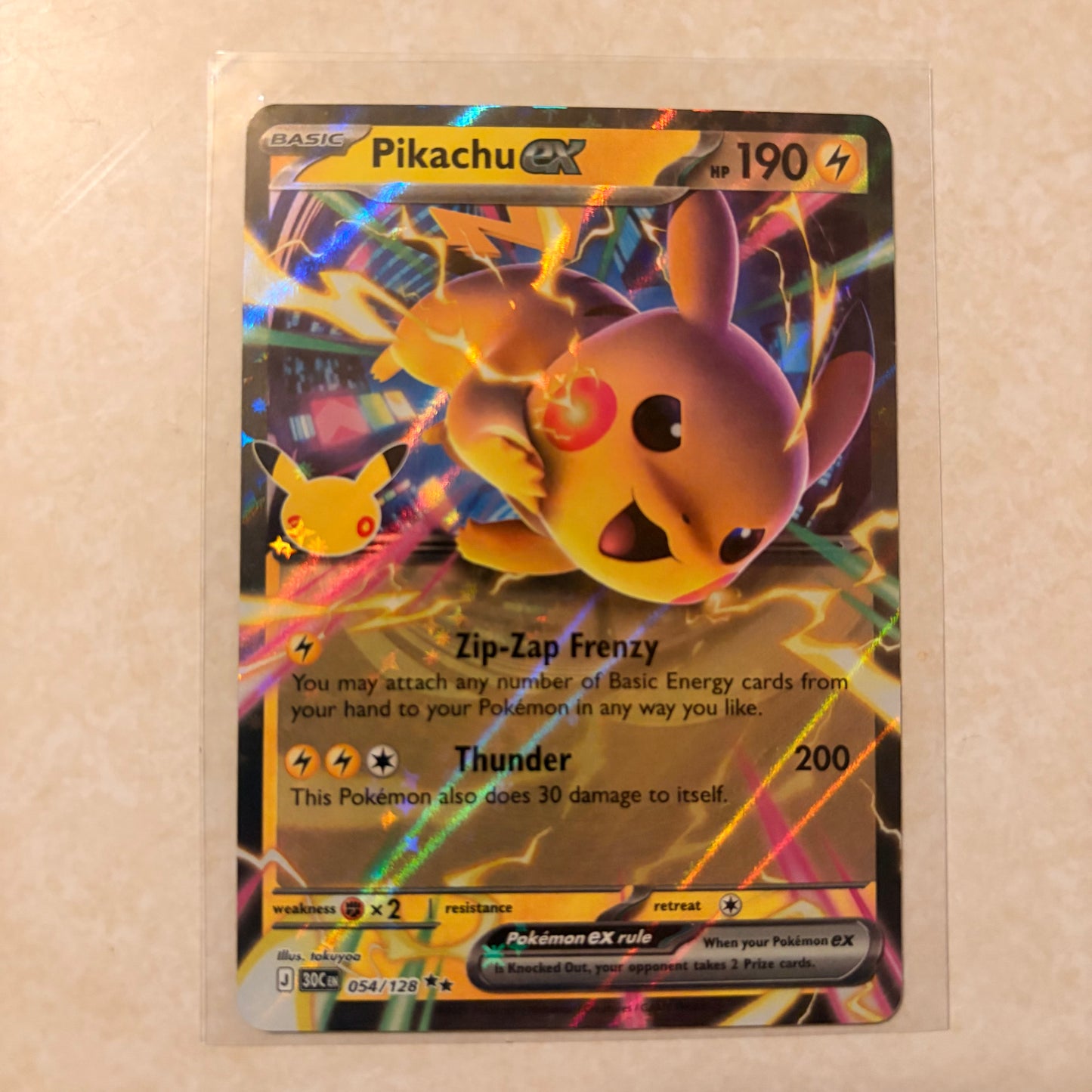 PIKACHU EX 054/128 – 30TH CELEBRATION – DOUBLE RARE HOLO