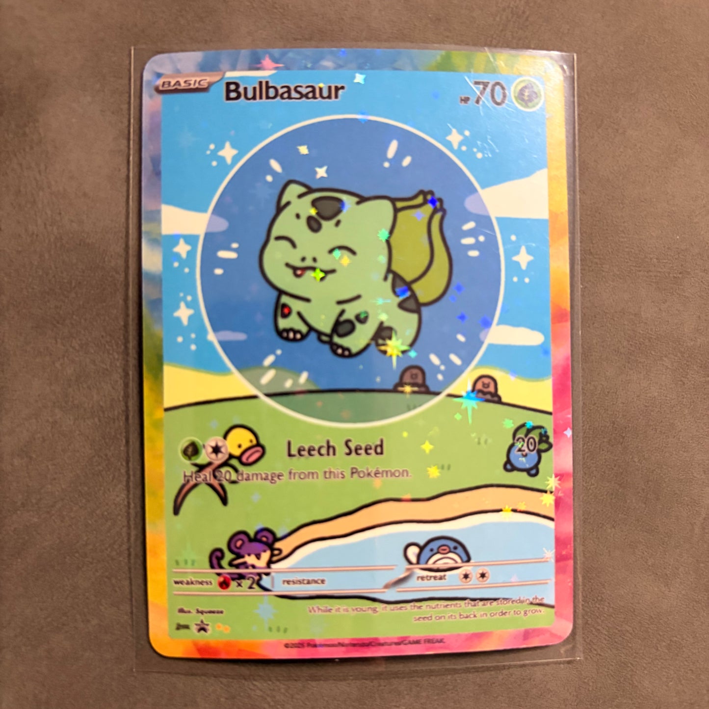 BULBASAUR BUBBLE CUSTOM FANART HOLO CARD – UNOFFICIAL – NM
