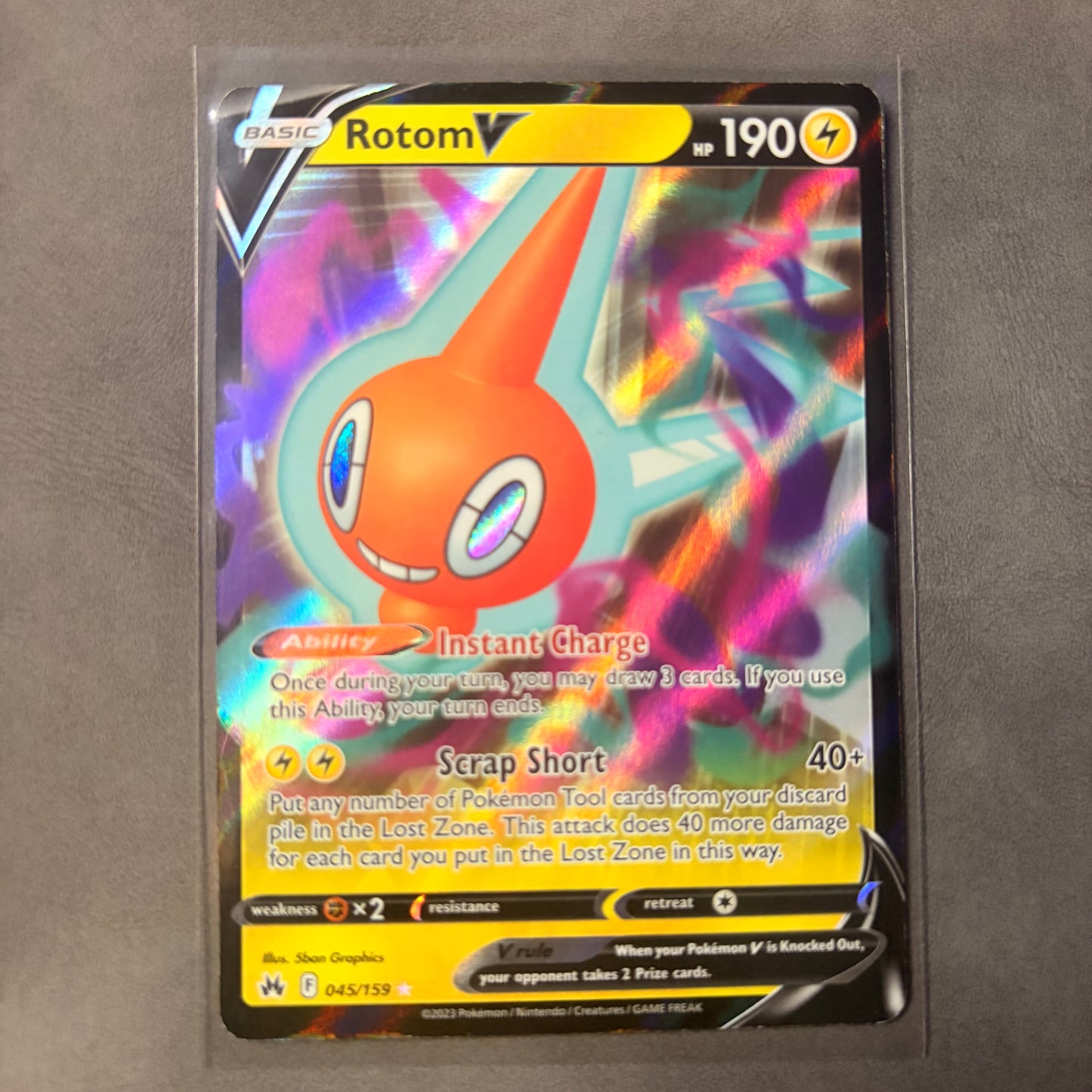 ROTOM V 045/159 – CROWN ZENITH – ULTRA RARE HOLO POKÉMON CARD