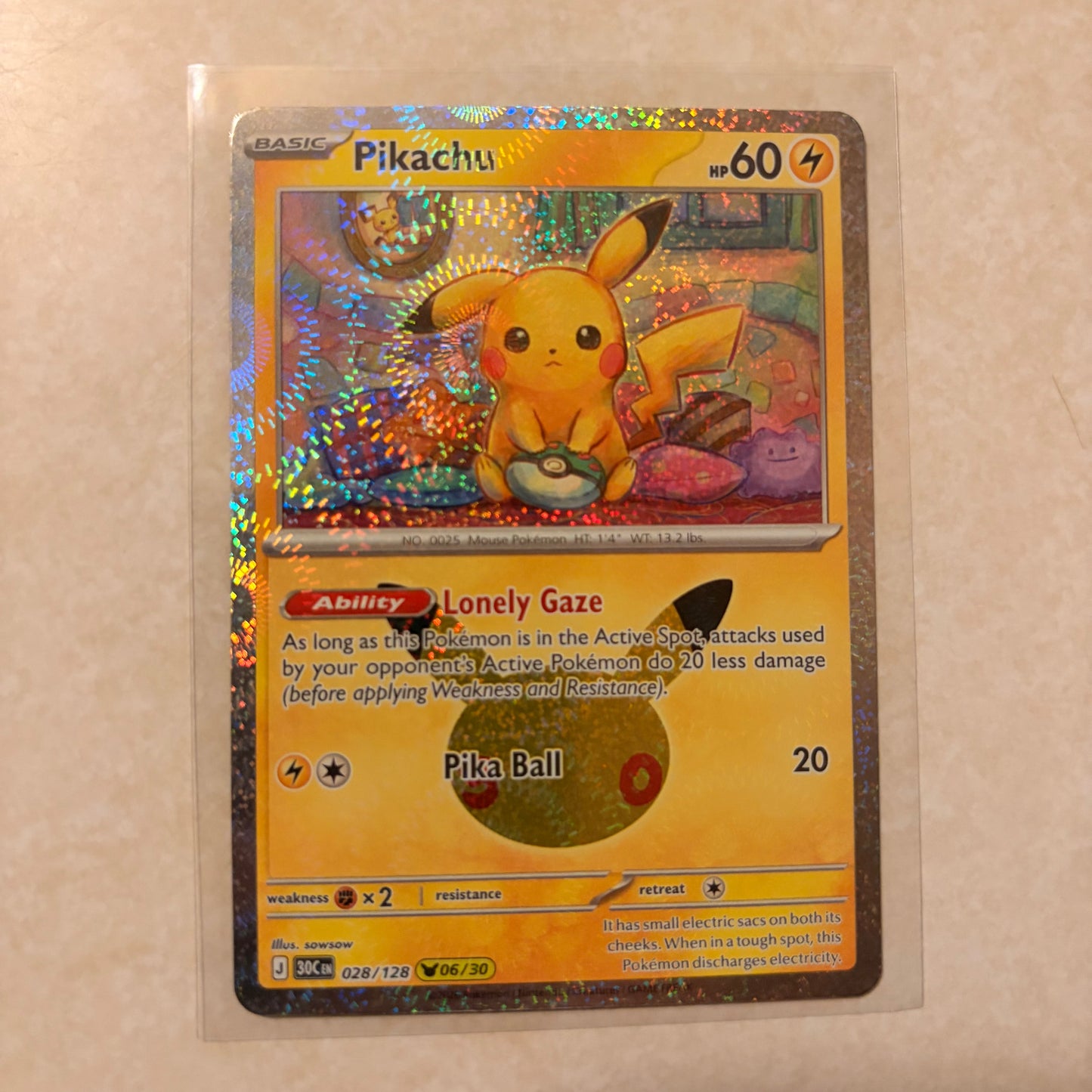 PIKACHU 028/128 – 30TH CELEBRATION – 06/30 ANNIVERSARY HOLO
