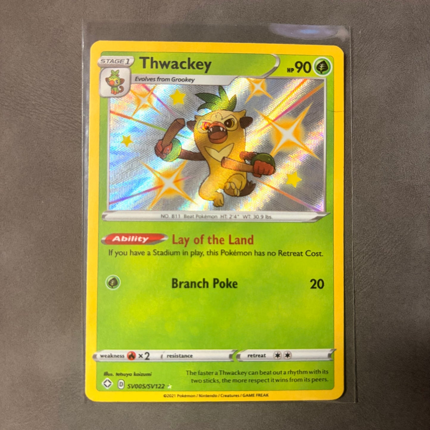 THWACKEY SV005/SV122 – SHINING FATES – SHINY RARE HOLO POKEMON CARD
