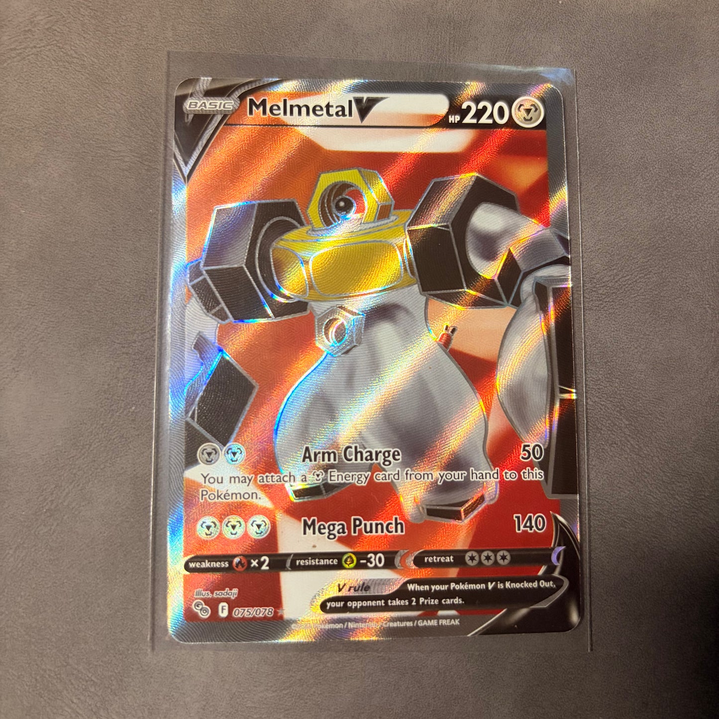 MELMETAL V 075/078 – POKEMON GO – FULL ART ULTRA RARE POKEMON CARD