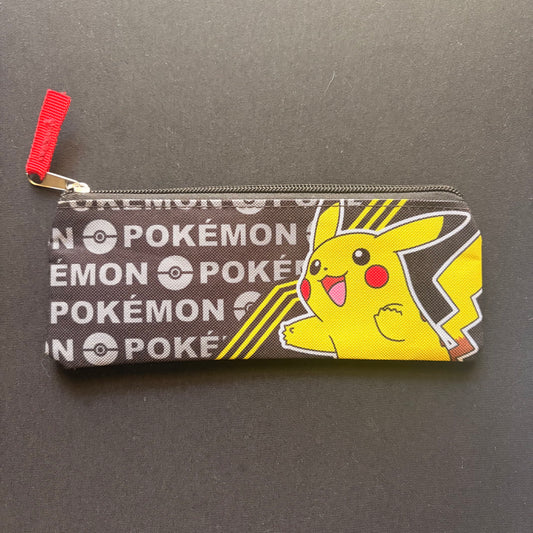 POKEMON PIKACHU BLACK YELLOW ZIPPER PENCIL CASE POUCH BAG RED PULL