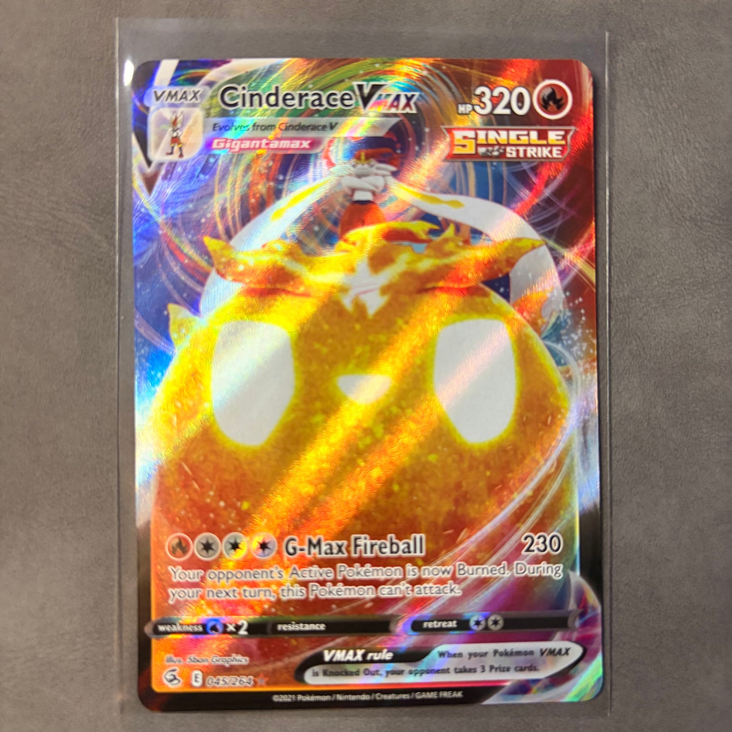 CINDERACE VMAX 045/264 – FUSION STRIKE ULTRA RARE HOLO POKÉMON CARD