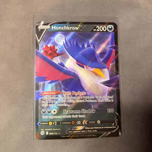 HONCHKROW V 088/172 – BRILLIANT STARS – ULTRA RARE HOLO POKEMON CARD