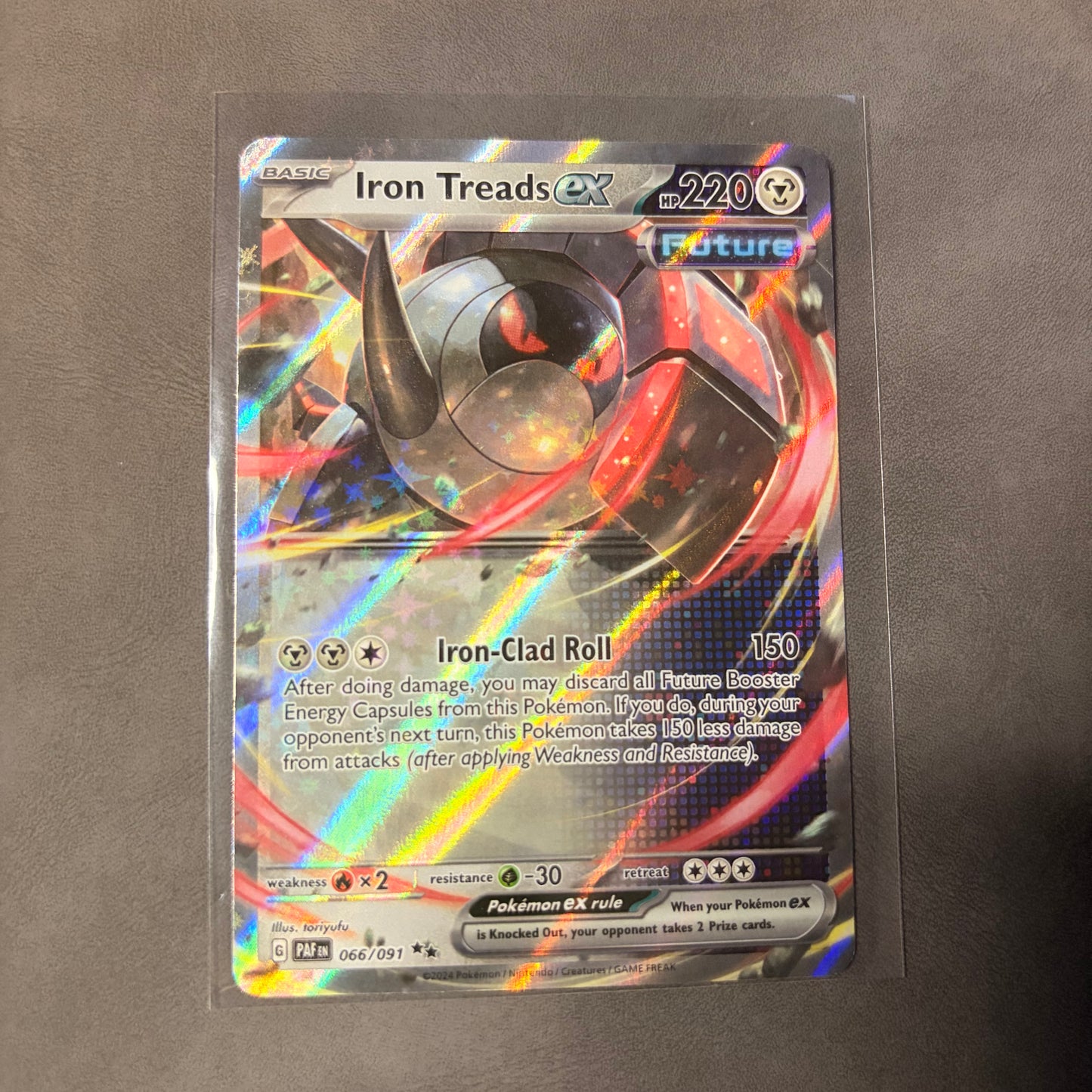 IRON TREADS EX 066/091 – PALDEAN FATES – DOUBLE RARE HOLO POKEMON CARD