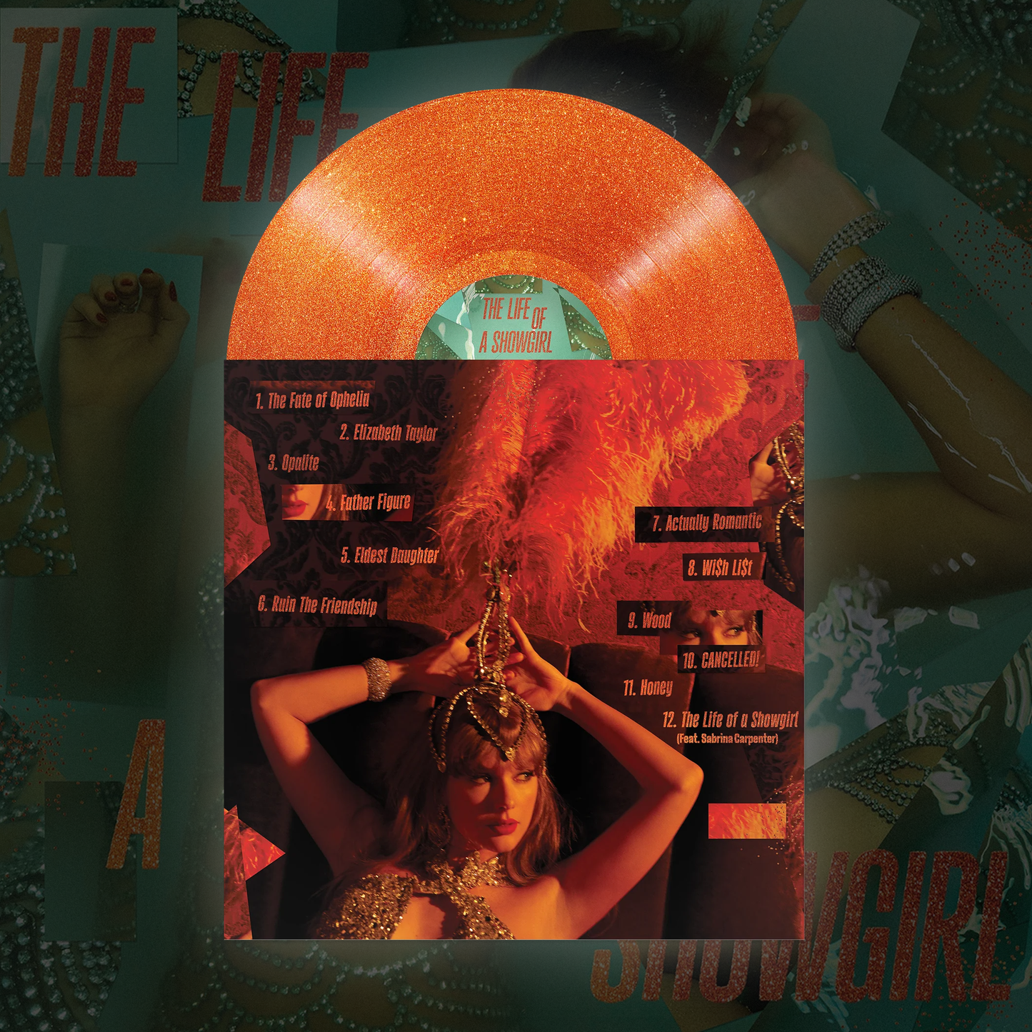 THE LIFE OF A SHOWGIRL - SWEAT AND VANILLA PERFUME PORTOFINO ORANGE GLITTER VINYL