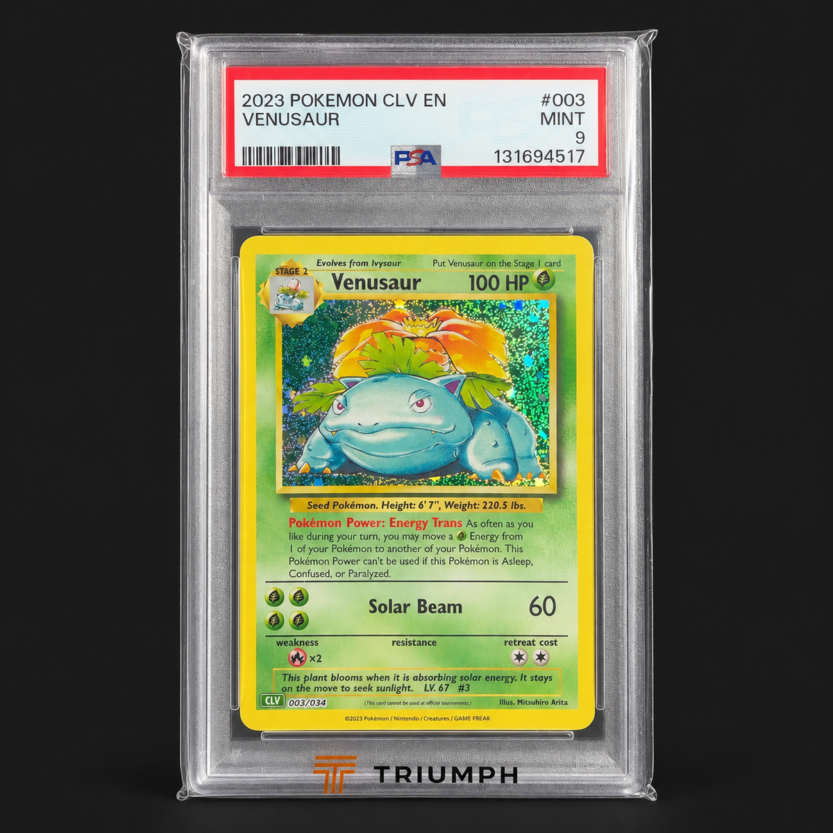 VENUSAUR 003/034 HOLO – PSA 9 MINT – 2023 POKÉMON TCG CLASSIC