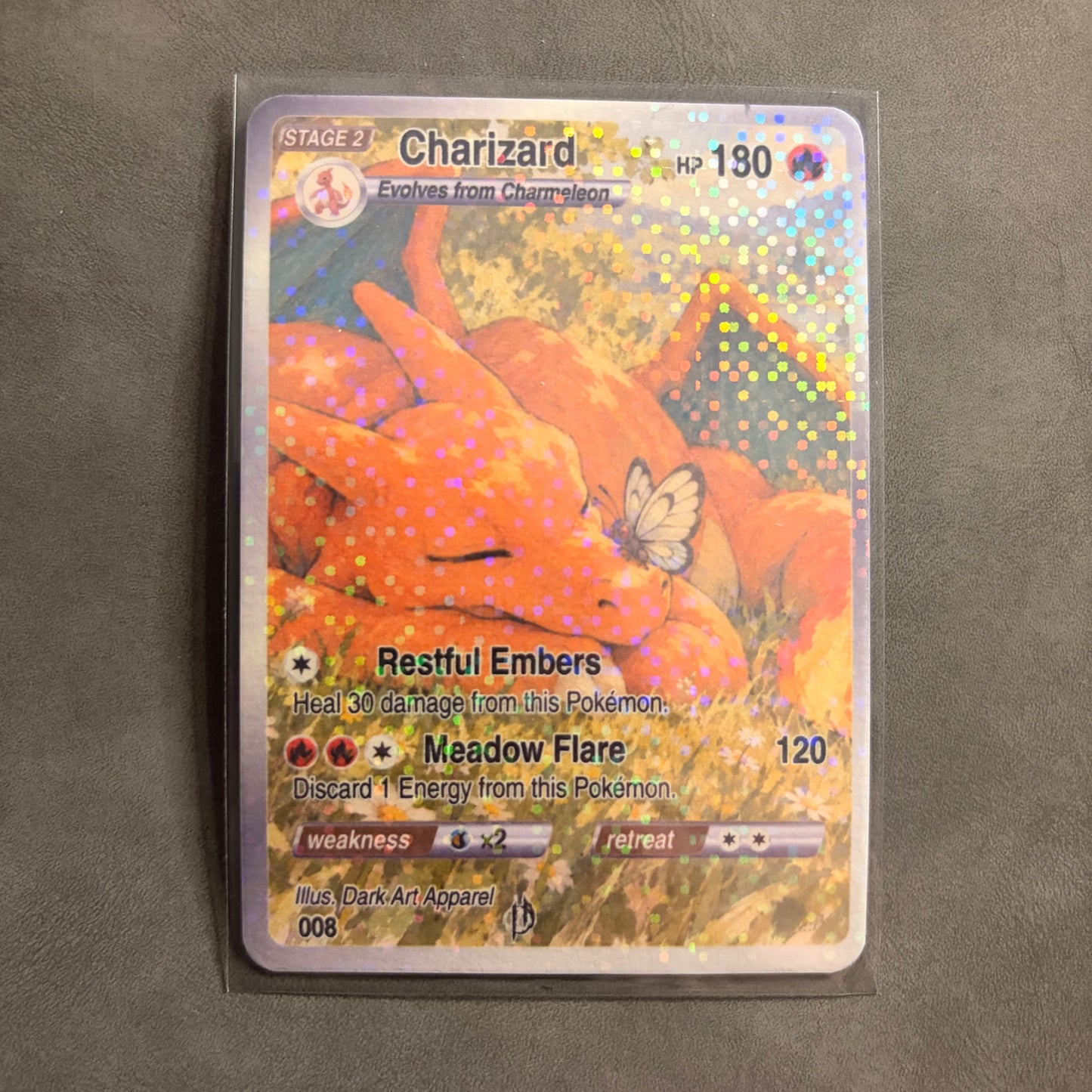 CHARIZARD 008 RESTFUL MEADOW HOLO FANART CARD DAA EXCLUSIVE NM