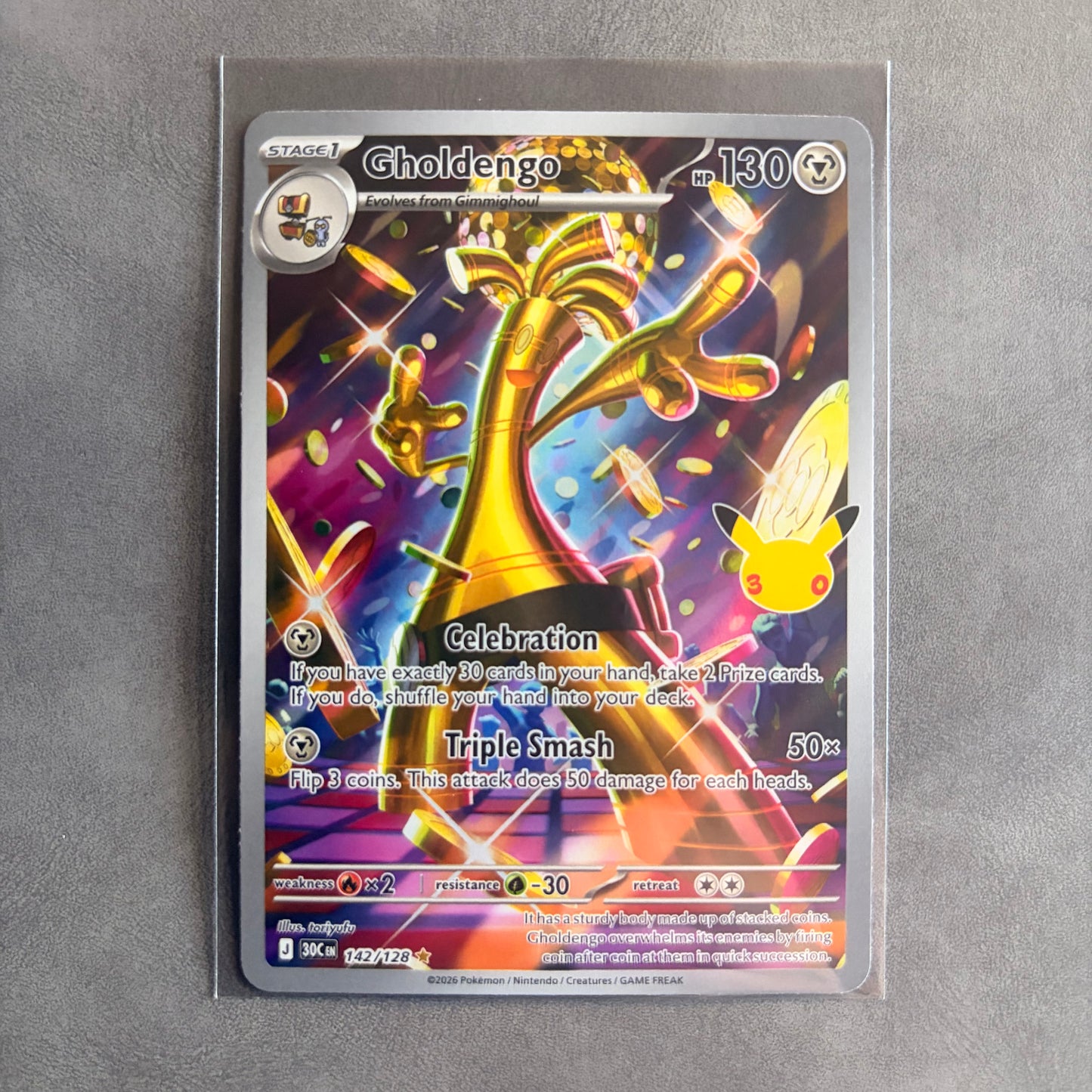 GHOLDENGO 142/128 30TH CELEBRATION ILLUSTRATION RARE HOLO NM